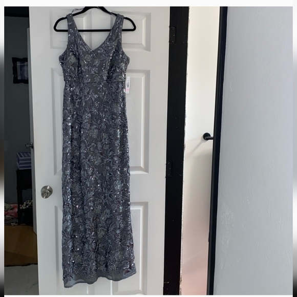 R & M Richards Dresses & Skirts - NWT Gray Sequin Gown